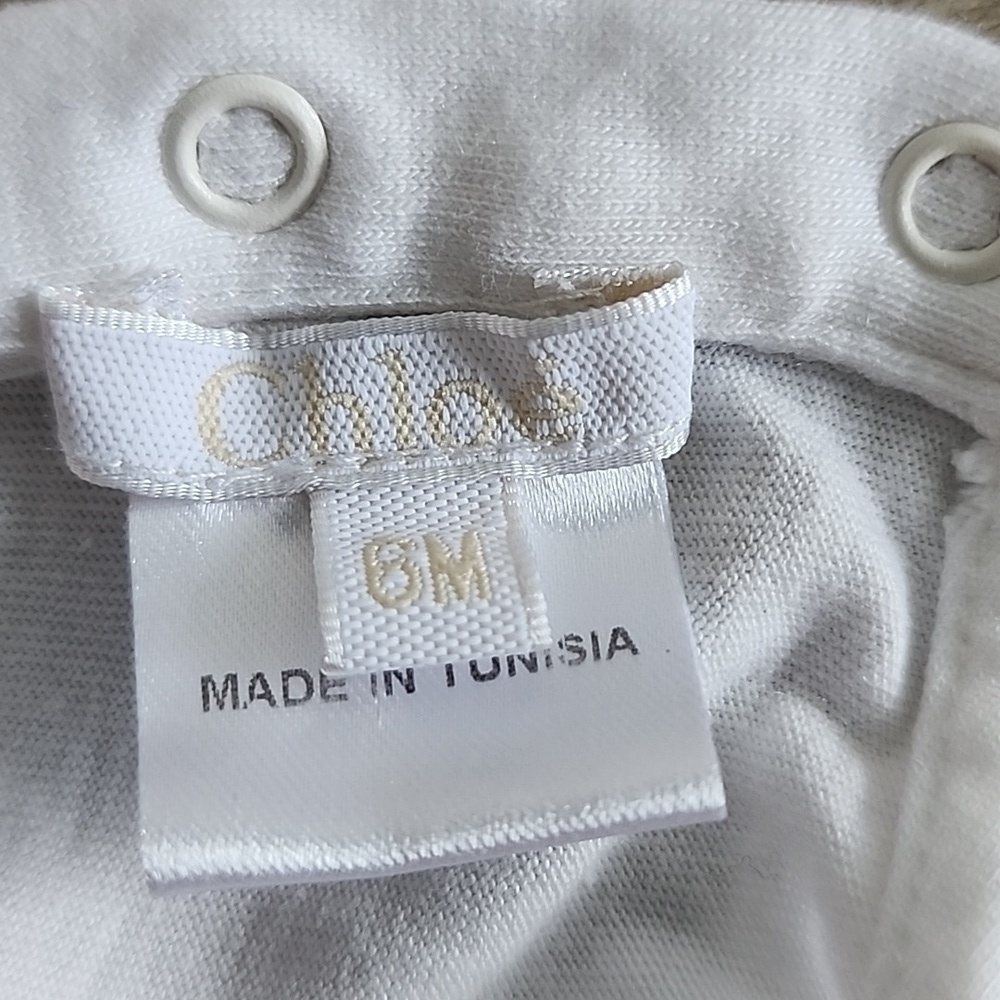 Chloé Paris Baby Girl's Designer White T-Shirt with Vibrant Ruffle Sleeves Sz 6M - Picture 13 of 14